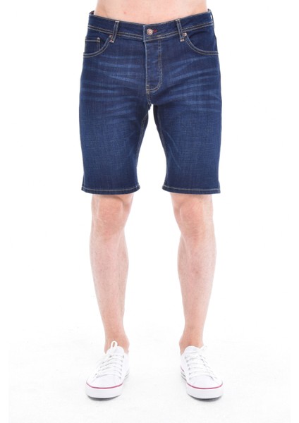 Cedy Denım Erkek Gönen Lacivert Kot Şort Slim Fit Jean Şort C342