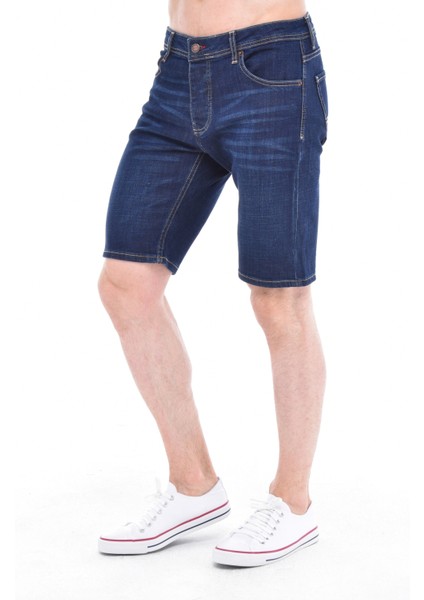 Cedy Denım Erkek Gönen Lacivert Kot Şort Slim Fit Jean Şort C342