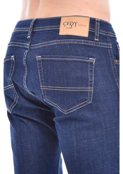 Cedy Denım Erkek Gönen Lacivert Kot Şort Slim Fit Jean Şort C342