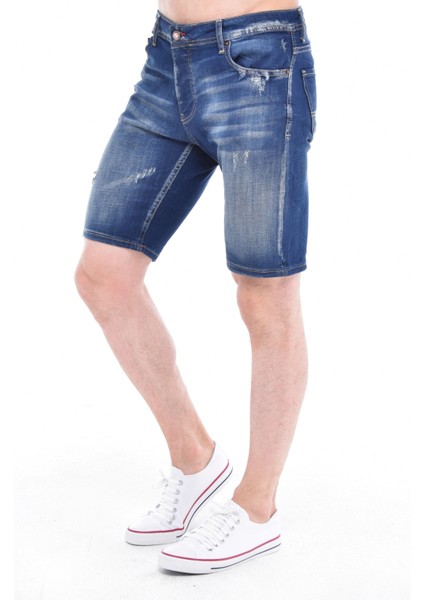 Cedy Denım Erkek Sinop Mavi Yıpratmalı Kot Şort Slim Fit Jean Şort C342 modelleri