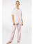 3370 Kadın Büyük Beden Kısa Kollu Pijama Takım-Pembe 4