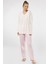 3366 Kadın Büyük Beden Uzun Kollu Pijama Takım-Pembe 4