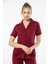3368 Kadın Kısa Kollu Gömlek Yaka Pijama Takım-Bordo 1