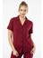 3368 Kadın Kısa Kollu Gömlek Yaka Pijama Takım-Bordo 2