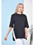 ST000628 %100 Pamuk Bisiklet Yaka Boyfriend Örme T-Shirt 1