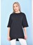 ST000628 %100 Pamuk Bisiklet Yaka Boyfriend Örme T-Shirt 3