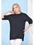 ST000628 %100 Pamuk Bisiklet Yaka Boyfriend Örme T-Shirt 4