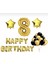 Gold 8 Yaş Happy Bırthday Folyo Balonlu Yıldızlı Set 1