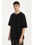 Outlet Bul Siyah Renk Bisiklet Yaka %100 Pamuk Oversize Erkek Tshirt 1