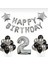 Gümüş 2 Yaş Happy Bırthday Folyo Balonlu Yıldızlı Set 1