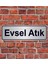 Gümüş Renk 10 x 20 cm Evsel Atık Yazılı Metal Yönlendirme Levhası 1