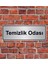 Gümüş Renk 10 x 20 cm Temizlik Odası Yazılı Metal Yönlendirme Levhası 1