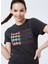 222 LCF 242021 Bisiklet Yaka Oversized Baskılı Antrasit Kadın T-Shirt 4
