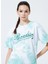 222 LCF 242002 Bisiklet Yaka Normal Kalıp Batik Desenli Mint Kadın T-Shirt 1