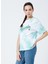 222 LCF 242002 Bisiklet Yaka Normal Kalıp Batik Desenli Mint Kadın T-Shirt 3