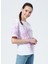 222 LCF 242002 Bisiklet Yaka Normal Kalıp Batik Desenli Lila Kadın T-Shirt 3