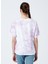 222 LCF 242002 Bisiklet Yaka Normal Kalıp Batik Desenli Lila Kadın T-Shirt 4