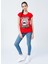 222 LCF 242024 Bisiklet Yaka Oversized Baskılı Kırmızı Kadın T-Shirt 2