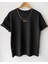Erkek Siyah Fitilli Oversize %100 Pamuk Kadife Kumaş Yazlık Kısa Kollu T-Shirt 1