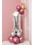 1 Yaş Krom Pembe-Gümüş Renkler Altın Taçlı Balon Seti 1