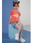 Baskılı Bisiklet Yaka Pamuklu T Shirt Kız Çocuk T Shirt 6211028 1