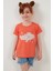 Baskılı Bisiklet Yaka Pamuklu T Shirt Kız Çocuk T Shirt 6211028 4
