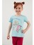 Baskılı Bisiklet Yaka Pamuklu T Shirt Kız Çocuk T Shirt 6211044 2