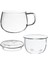 Yüksek Kalite Dayanıklı 3 1 Set 320ML Temizle Isıya Dayanıklı Çay Kahve Fincanı Çay ile Demlik Filtre Kapak Ev Ofis Kullanımı | Filtre Çay Bardağı | Çay Cuplid Cups 1