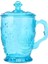 200 ml Avrupa Retro Moda Cam Cam Günlük Kullanım Bakkal Içecek Kupası Taç Kapak ve Saplı Isıya Dayanıklı Su Kupası | Oyma (Mavi) 1