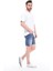 Cedy Denım Erkek Akçay Mavi Yıpratmalı Kot Şort Slim Fit Jean Şort C342 5