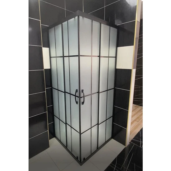 Avrupa Duş Siyah Serigrafi Buzlu 5mm Camlı Yükseklik 190 cm Duşakabin