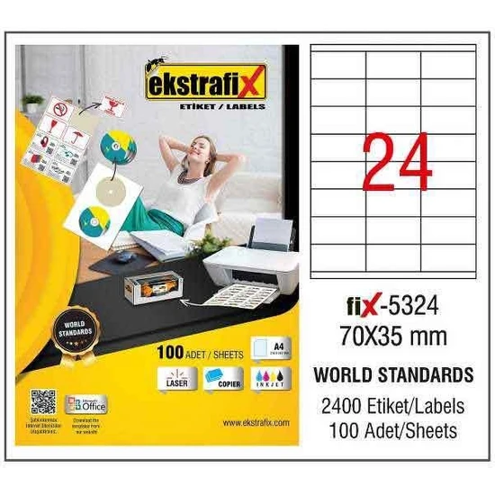 Ekstrafix Lazer Etiket - FİX5324 - 70X35 mm