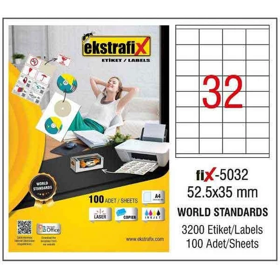 Ekstrafix Lazer Etiket (FİX5032)   52,5X35 mm