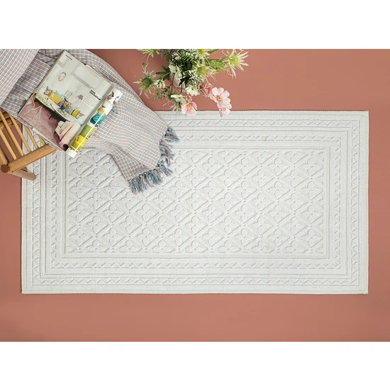 English Home Ronita Pamuklu Kilim 50 x 80 cm Beyaz