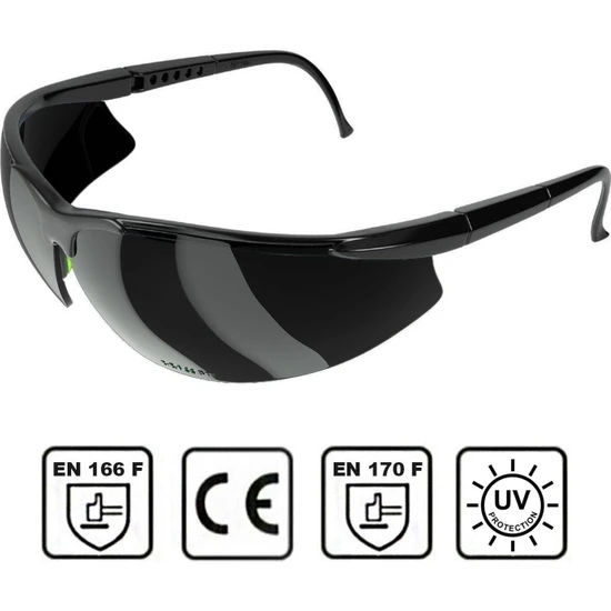 Badem10 Iş Güvenlik Gözlüğü Kaynak Koruyucu Silikonlu Gözlük S600 Siyah