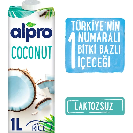 Alpro Hindistan Cevizi Sütü 1lt Laktozsuz Bitkisel Vegan Süt