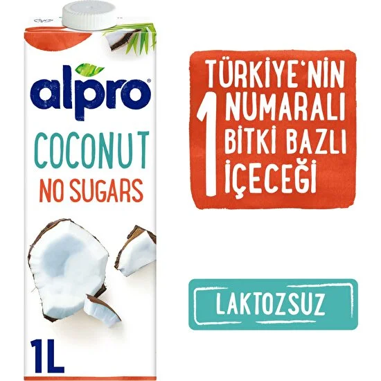 Alpro Şekersiz Hindistan Cevizi Sütü 1lt Laktozsuz Bitkisel Vegan Süt