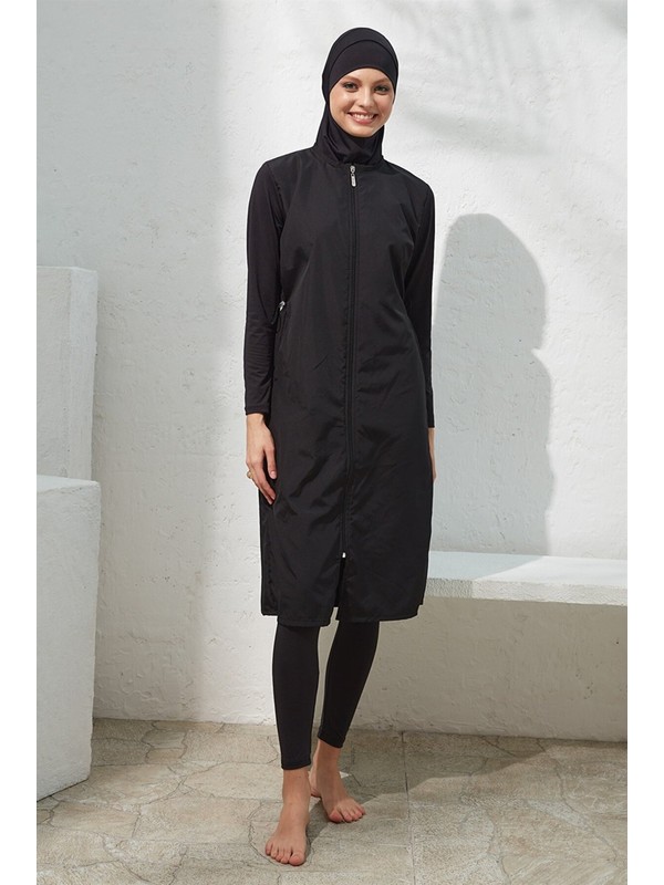 Pierre Cardin Uzunkol Paraşüt Tesettür Mayo Siyah 221913 Fiyatı