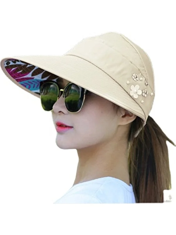 xDlloer Katlanabilir Kadın Güneş Şapkası - Bej (Yurt Dışından)