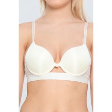 Julude Krem Aysemin Kadın Destekli Balenli Push Up Spor Sütyen