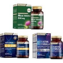 Milk Thistle 60 Tablet + Vitamin Max (C,d,zinc) 60 Tablet + Saç ve Tırnaklar Için Keratin