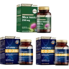 Nutraxin Milk Thistle 60 Tablet + Vitamin Max (C,d,zinc) 60 Tablet X2 Adet