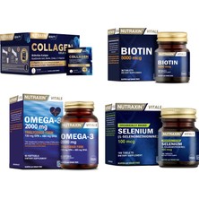 Collagen 30 Saşe 10000 Mg +Omega 3 2000 Mg 60 Kapsül+Biotin 30 Tablet+Selenyum 100 Tablet