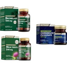 Milk Thistle 60 Tablet+Bromelain 500 Mg 60 Kapsül  + Chromium Picolinate (Krom) 90 Tablet