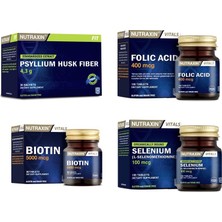 Psyllium Husk Fiber 30 Saşe+Selenyum 100 Tablet+Folik Asit 100 Tablet+Biotin 30 Tablet