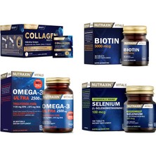 Collagen 30 Saşe 10000 Mg +Omega 3 Ultra 2500 Mg 30 Kapsül+Biotin 30 Tablet+Selenyum 100 Tablet