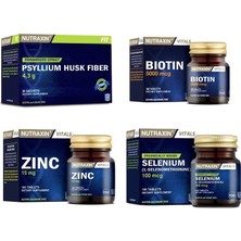 Psyllium Husk Fiber 30 Saşe+Selenyum 100 Tablet+ Biotin 30 Tablet+ Çinko 100 Tablet