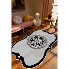Salon Halısı Klasik Modern Gri Kaydırmaz Kesme Yıkanabilir Ince Halı Tüysüz Kilim