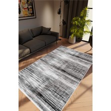 Salon Halısı Modern Eskitme Gri Beyaz Siyah Kaydırmaz Kesme Yıkanabilir Ince Halı Tüysüz Kilim