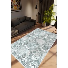 Salon Halısı Modern Patchwork Gri Kaydırmaz Kesme Yıkanabilir Ince Halı Tüysüz Kilim